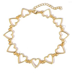 Catene Gild Silver Color Heart Chain Collana girocollo per le donne Moda Estetica Collane Gioielli Regali per feste di Natale 2023 Regalo