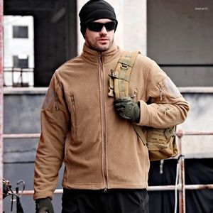 Men's Jackets Thermal Warm Work Coats Full Zip Up Tactical Fleece Jacket Pockets Safari Camping Hiking Outwear Windbreaker