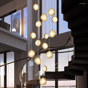 Chandeliers Modern Crystal Chandelier For Staircase Led Home Decor Indoor Lighting Luxury Creative Round Lamp Customizable Dining Room Light