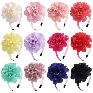 Solid Flower Headbands for Girls New Handmade Hairbands Hair Hoop Headwear Kids Hair Accessories Hair Bands