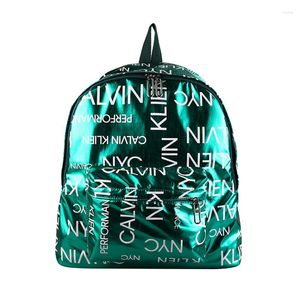 Mochila de grande capacidade Letra de laser Trend Hip Hop Casal School School Mulheres Puns Pu Travel Bag Personalidade Presentes de aniversário