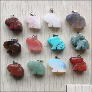 Charms intagliato animale coniglio assortiti pietra naturale pendenti di cristallo per collana accessori creazione di gioielli goccia Deli Yhanz consegna Dhcpi