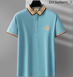 Luxury Polo Shirt Summer Burbrerys Men's Lapel Short-sleeved Letter Embroidery T-shirt Fashion Cotton Half-sleeved Polo Shirts Men Tide Brand 5udud