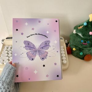 Notatniki Minkys Butterfly Kawaii A5 KPOP KARTA KARTA BINDING PO KOLEKCJA Książka Storage Hard Cover Notebook South Korean Radio 230408