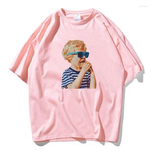 Herren T-Shirts Mode INS Stil Lustiger Lollipop Boy Print Herren Baumwolle Liebhaber Top T-Shirt Skateboard Blau Rosa Rot T-Shirt Damen