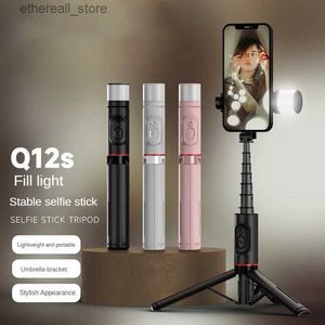 Selfie Monopods Entegre Handheld Bluetooth Slip Selfie Stick Portable Tripod Stand Tripod ile Cep Telefonlarında Canlı Akış Q231110