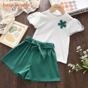 Kleidung Sets Bärenkragen Blume Baby Mädchen gesetzt Freizeitkleidung Set Sommer koreanische kurzärmelige weiße Top Shorts 2 STÜCKE Kinderkleidung Set 230410