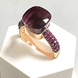 Pierścienie zespołowe 10 6 mm klasyczny pierścień InLay Purple Cyrron Black Gun Splated Candy For Women Amethyst Modna biżuteria Prezent 231110