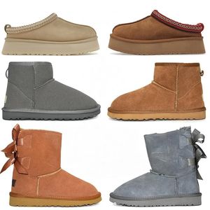 Designer Snow Boots Australia Mini Platform Kids Womens Tazz Slippers Tasman Slip-On Glides Winter Warm Booties Wool Suede Päls Sheep Skor Ankel Bootes Storlek 21-42