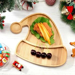 Plates Christmas Wooden Tray Tree Santa Hat Elk Shape Snack Jewelry Display Fruit Serving Plate Storage Holder Party Supplies