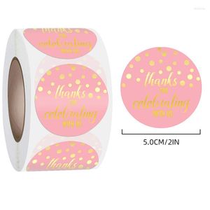 Embrulho de presente 250pcs estampando rosa polka dot decoração de cartões de felicitações Obrigado