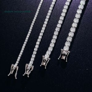 5mm Iced Out VVS Diamond Moissanite Tennis Chain Silver 925 Tenniskedja Moissanite Hip Hop Jewelry