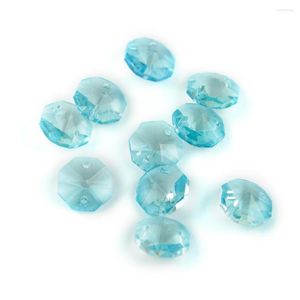 シャンデリアクリスタルLt.Aquamarine Glass 14mm Octagon Beads 1ホール/2ホールプリズムペンダント照明装飾