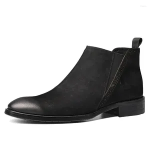 Botas de couro BOOTS COW GENUINA 2024 ELIOLO MADO DE MAIS SLUPE confortável em sapatos masculinos Business Black Ankle 81246 32554 85486