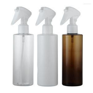 Storage Bottles 250ML X 25 Empty Brown White With Trigger Spray Pump Flat Shoulder Plastic Mist Sprayer Bottle PET Refillable Container