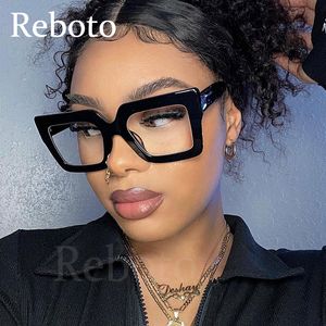 Sunglasses Frames Oversized Square Women's Glasses Transparent Fashion Black Optical Lenses Female Eyeglasses Luxury Big Eyewear 2023 230410