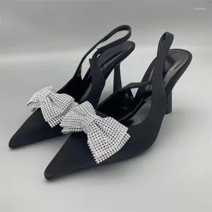 Dress Shoes 2023 Women Pumps Clear Bow Slingback Wedding Bride Heeled Woman Modern Office Butterfly Transparent Pearl High Heels