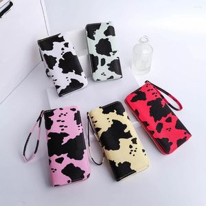 Portfele 2023 Summer Korean Contrast Cow Wzór multi portfel Long Carteras para Mujeres Billeteras Mujer Carteira Masculina