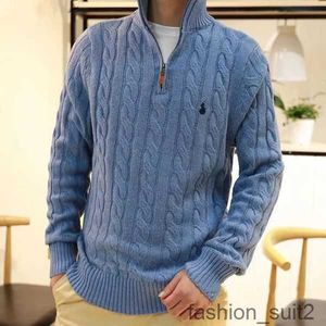 Men's Hoodies Sweatshirts 2022 Winter Mens Turtleneck Knit Sweater Long Sleeve Zipper Hoody Sweaters Polo Printed Clothing Ralphs 2 R4C2