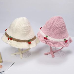 Haarschmuck Stirnband Geborenes Baby Mädchen Hüte für Kinder Winter Solide mit kleiner Kirsche Niedlicher Säuglings-Turban, um warme Gegenstände zu halten