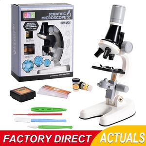 Blockerar zoombarn Mikroskop Biologi Lab LED 1200X School Science Experiment Kit Education Scientific Toys Gifts for Kids Scientist 231109