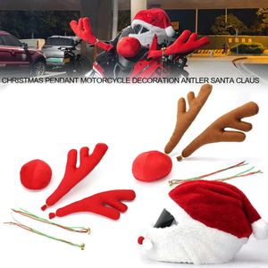 New 2023 Merry Christmas New Year Presents Motorcycle Accessories Rearview Mirror Helmet Trim Santa Claus Reindeer Antlers Bell 2024