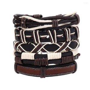 Charm-Armbänder, Retro-Herren-Kreativ-Lederarmband, gewebt, Punk-Stil, Trend, fünfteiliges Kombinationsset, Geschenk