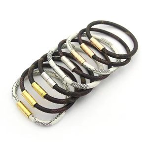 Fashion Brand V Bracelet Men Bracelet Luxury Single Layer Plaid Leather Bracelet Grey Pattern High Quality Designer Bracelet Jewelry