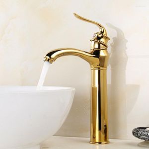 Rubinetti per lavandino del bagno Rubinetto in rame stile europeo per lavabo e acqua fredda color oro antico