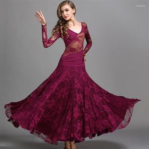 Stage Wear V-Neck Lace Stitching Ballroom Dance Dresses For Sale Waltz Dress Big Standard Social Spanish Costume Flamongo