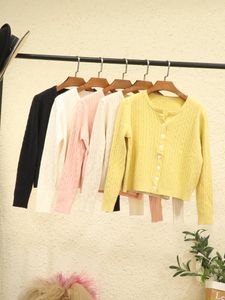 Women's Knits Knitted Ladies Sweaters Cardigan Female Black Korean Fashion Style Jersey Coat Spring 2023 Crochet Top Tricot Clothing