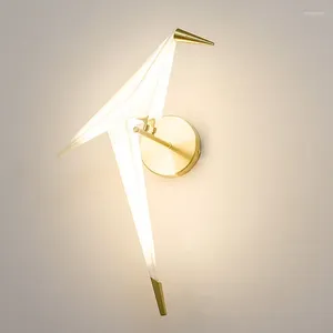 Lâmpada de parede Nordic Little Bird Modern Creative Acrílico Sconce Quarto Cabeceira Sala Loft Decoração de Casa Luminárias