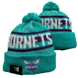 Erkekler Caps Hornets Beanes Charlotte Beanie Şapkaları 32 Takımın Tümü Khed Cuffed Pom Çizgili Kenar Hattı Sıcak ABD Kolej Spor Örgü Şapka Kapağı Kadınlar için A2
