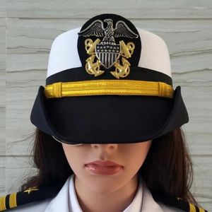 Berets US Navy Caps Weibliche Yacht Hut Adler Abzeichen Weiß Pilot Militär Marine Corps Sailor Kapitän Hüte Für Frauen