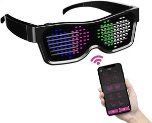LED Rave zabawki LED Szklanki aplikacji Bluetooth Control programowy tekst USB ładowanie okularów Klub nocny DJ Festival impreza świecąca zabawka Prezent 231109