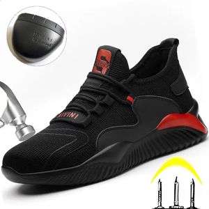 Sapatos de segurança sapatos indestrutíveis homens sapatos de trabalho de segurança com biqueira de aço botas à prova de punctura tênis leves respiráveis 231110
