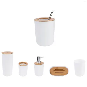 Badtillbehör Set badrum tvåltillbehör Dispenser Pump Toaletthartskopp Plasthållare Set Bottle Soft Lotion Tandkräm Tumbler