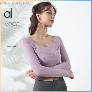 Desginer aloo yoga orijinal ve kış kıyafetleri uzun kollu kadın fitness koşu fitness kıyafetleri göğüs pedleri cilt sıkı giysi