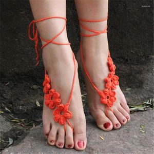 Women's Swimwear Sexy Bikini Cover Up Bohemia Barefoot Sandals Anklet Cotton Crochet Hook Foot Shoes Accessories Beach Ankle Chain Bracelet