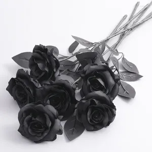 Dekorative Blumen YOMDID 5 Stück Seide schwarze Rose künstlicher Blumenkopf Blumenstrauß Zuhause Wohnzimmer Hochzeit Halloween Weihnachten Dekor Jahr