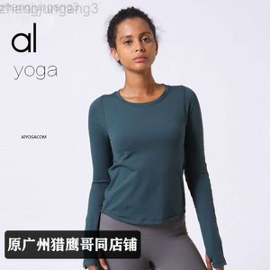 Desginer Aloo Yoga Tops Originautumn och Winter New Tight Suit Top Nude Elastic Sports Fitness Suit Women's Long Sleeve T