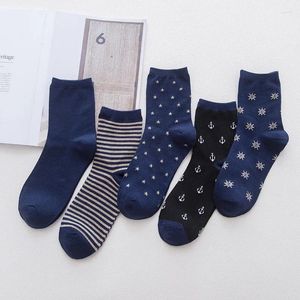 Herrensocken Marineblau Stern Anker Ruder gestreift Baumwolle Business Casual Sokken Dropship