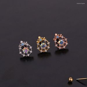 Ohrstecker 1 STÜCKE Nette kleine hohle runde Zirkon Ohrknorpel Piercing Ohrring Goldfarbe Stahl Bar Ball Schmuck