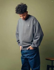 Erkek Hoodies Kj Basic Peluş Peluş Gevşek Büyük Boyutlu Yıkanmış Vintage Yuvarlak Boyun Kazak Sokak Giyim Harajuku Crewneck Erkekler