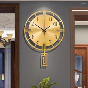 Relógios de parede Moda Sala de estar Criativo Cobre Puro Pendurado Relógio para Uso Doméstico Silêncio Atmosférico Personalidade
