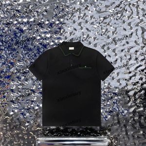 Xinxinbuy Men designer tee t shirt 23SS Paris Lace broderi fickbrev broderi kort ärm bomullskvinnor svartblå grå m-2xl