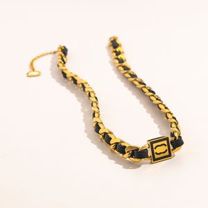 Designer halsband pendell varumärke bokstäver kvinnor mode smycken rostfritt stål läder halsband