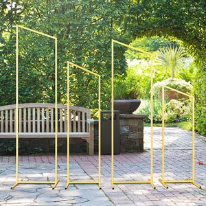 Party Decoration 4Pcs Wedding Background Wrought Iron Screen Geometric Square Arch Props For Stage Decor Flower Stand