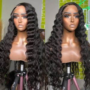 250 Density Hd Lace Loose Deep Wave Frontal Wig 40Inch Glueless 13x4 Curly Lace Front Human Hair Wigs for Women Black/Blonde/Red Synthetic Wig Cosplay