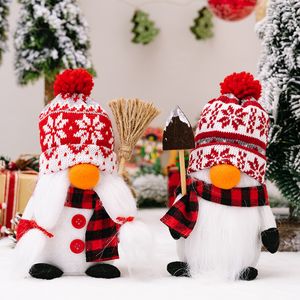 Juldekorationer jul snögubbe ornament jul stickad hatt rudolph docka tyg docka plysch